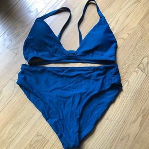 Blue bikini high waisted swimsuit
